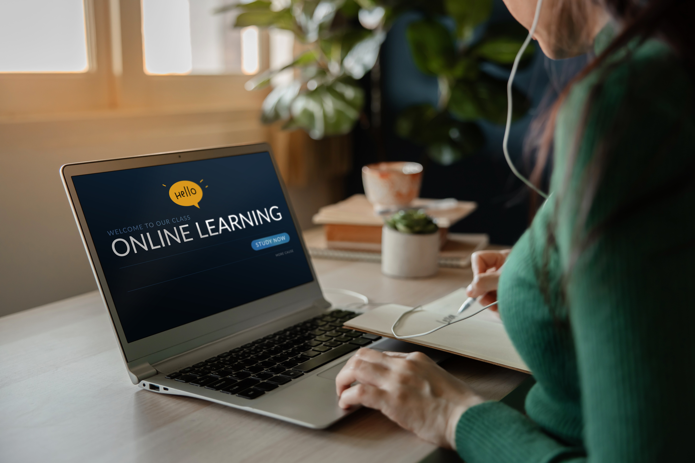 Woman Taking an Online Class